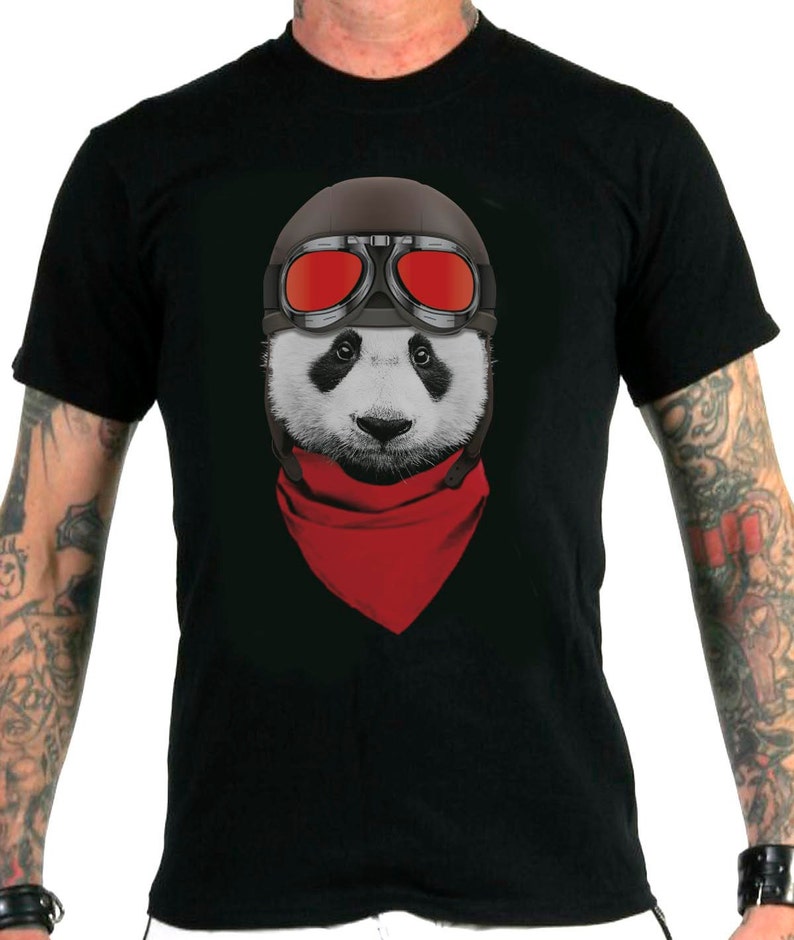 Vintage Motorcycle Panda Men's T-Shirt image 1