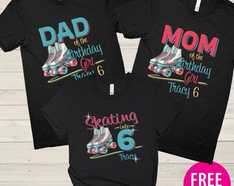 Personalized Skate Birthday T-Shirt Glitter Skating Birthday Shirt Roller Skate Outfit Roller Skating Birthday Tee Custom Roller Skating