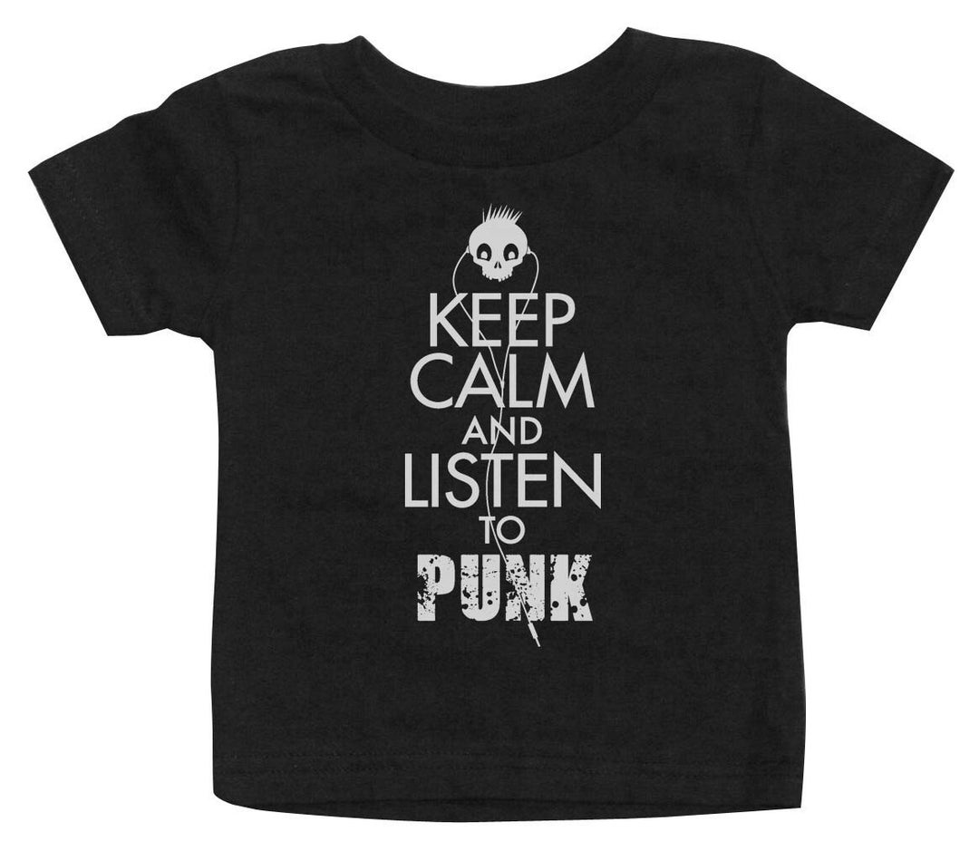 Baby Punk Shirt Keep Calm and Listen to Punk Tshirt Toddler Punk Rock Tee Toddler Punk Rock