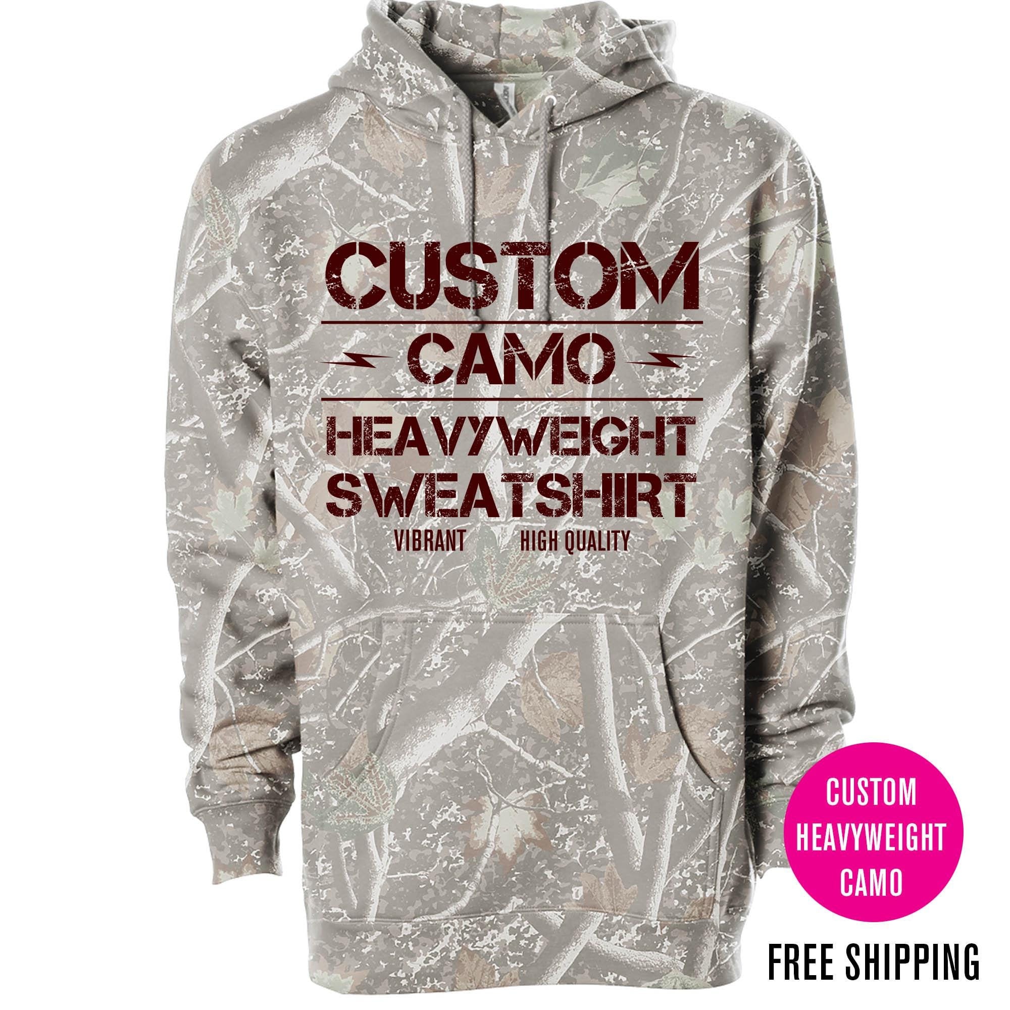 Camo Hoodie Custom Tree Camo Heavyweight Hoodies Personalized Camouflage Hooded Sweatshirt Printed Design Hoodies Pullover Hoodie Sweatshirt