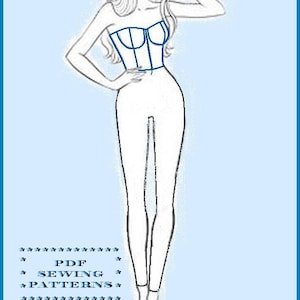 Corset Bustier Crop Top with Zip at the Front-PDF Sewing Pattern- Instant Download-European Sizes 34,36,38,40,42-US Sizes 4,6,8,10,12