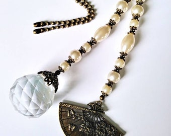 Items Similar To Ceiling Fan Pull Set Blue Beaded Crystal