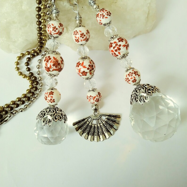 Light Pull Ceiling Fan Pulls Red White And Crystal Ball Image 0