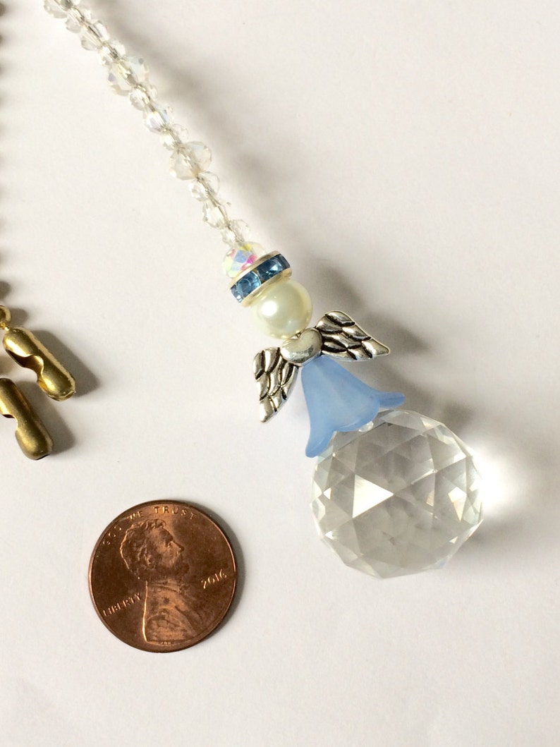 angel light pull Sun catcher or rear view mirror ornament Decorative blue ball chain pull. Other colors available ceiling fan pull