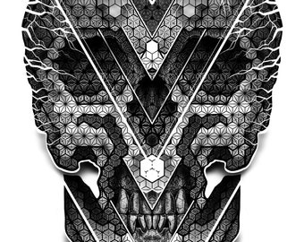 Geometric skull A3 art print