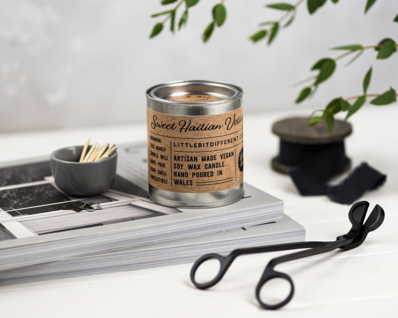 Sweet Haitian Vetiver Scented Man Candle. Vegan Candle. Etsy UK