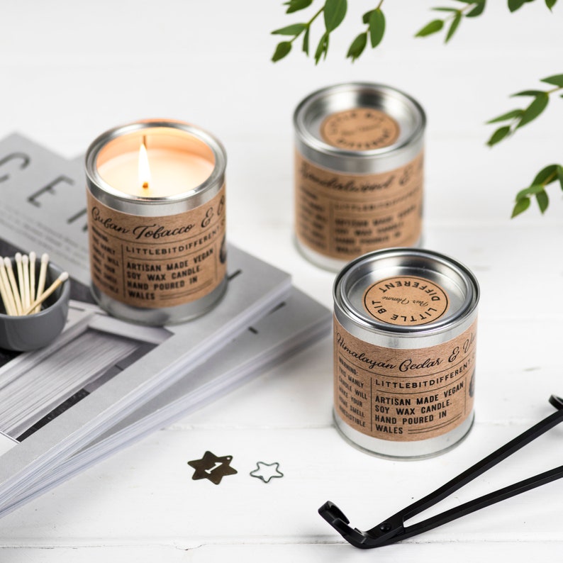 Oak Candle. Man Candle. Candles for Him. White Scented Candle. Vegan