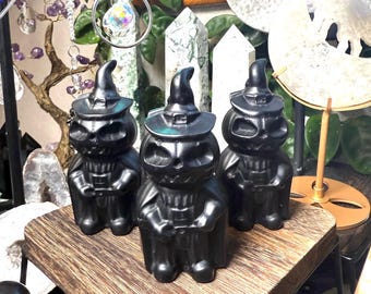 Calabaza de Darth Vader tallada en obsidiana negra / Decoración de cristal inspirada en Star Wars / Cristal de Halloween / Regalo de bruja / Piedra de protección