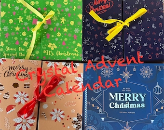 Calendario de Adviento de Cristal - Caja de Cuenta Regresiva de Cristal de 24 Días • Piedras Mixtas Caídas y Crudas • Regalo de Bruja • Regalo para Amantes de los Cristales • Caja de Adviento de Navidad