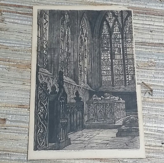 Antique Etching Church