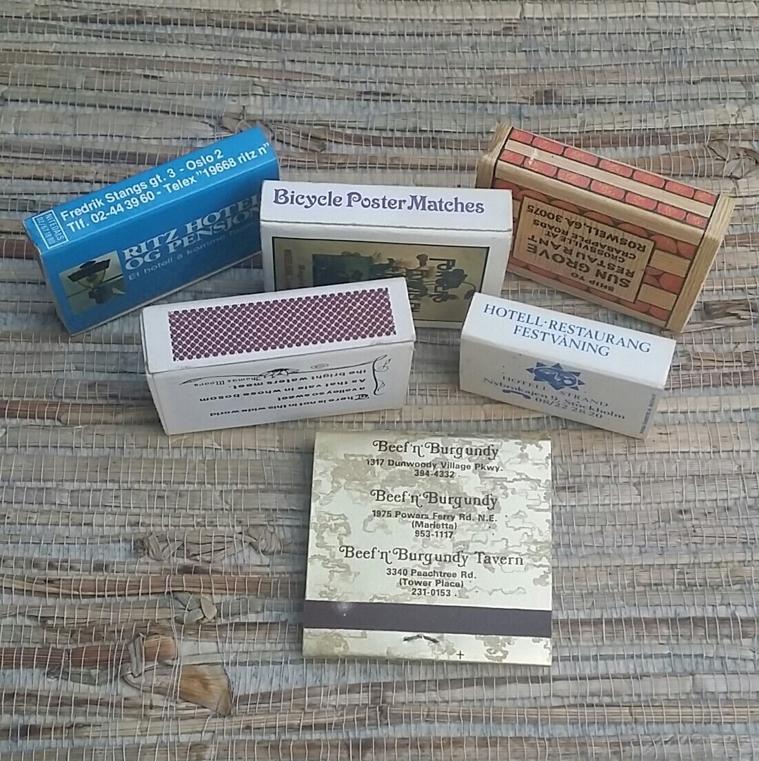 Vintage Match Boxes 1960s? Avoca Ireland, The Ritz in Oslo, Hotell