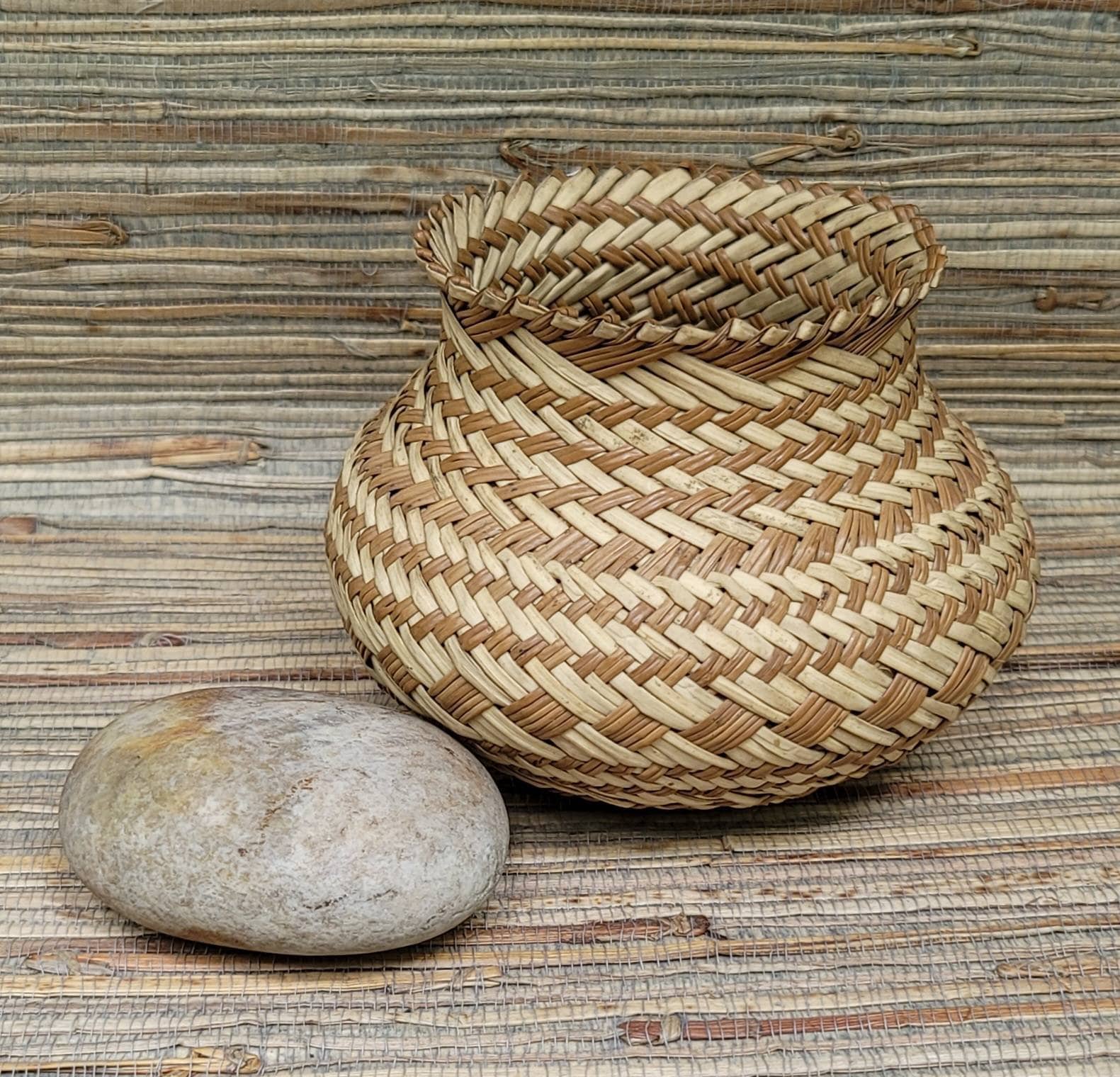 Tarahumara Native Mexican Basket Double Wall Twill Weave Pine Needle