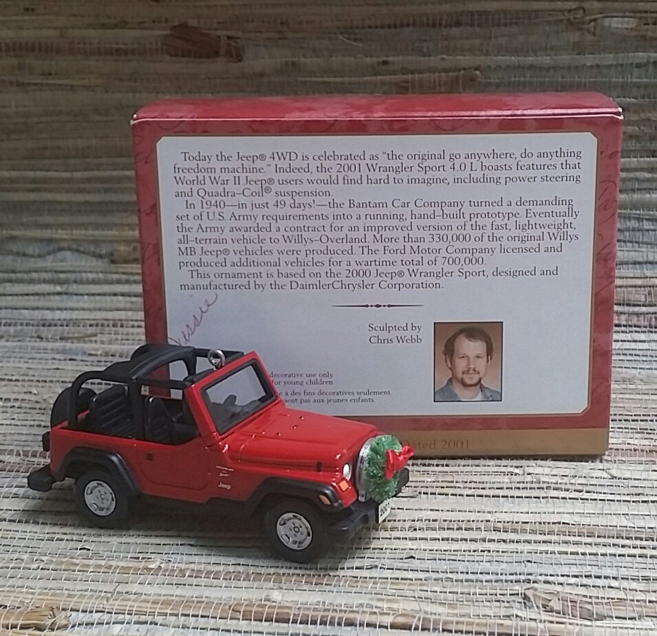 Jeep Wrangler Sport  L Hallmark Keepsake Ornament Red Jeep