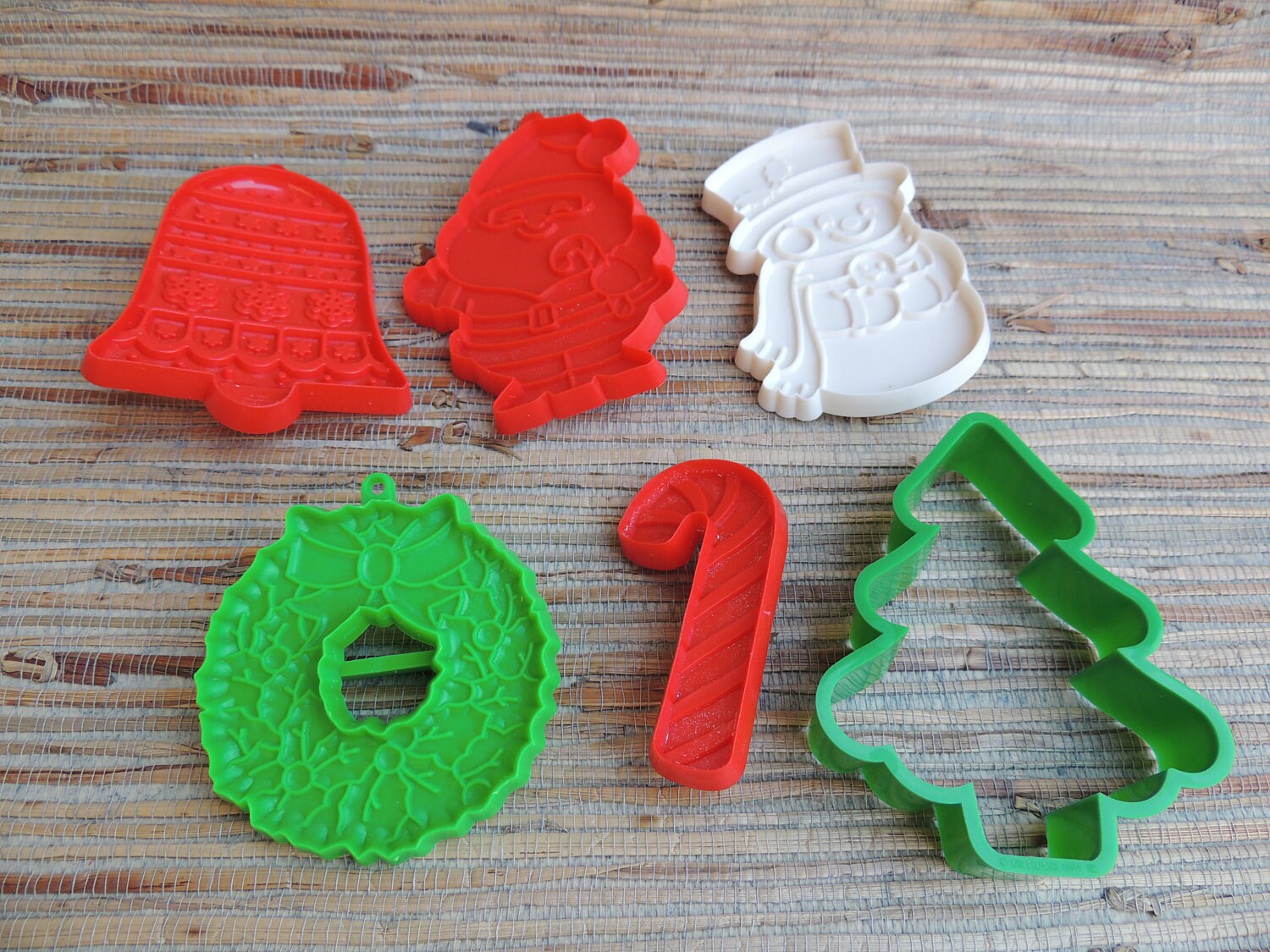 Set of Vintage Hallmark Christmas Cookie Cutters Plastic Ornament