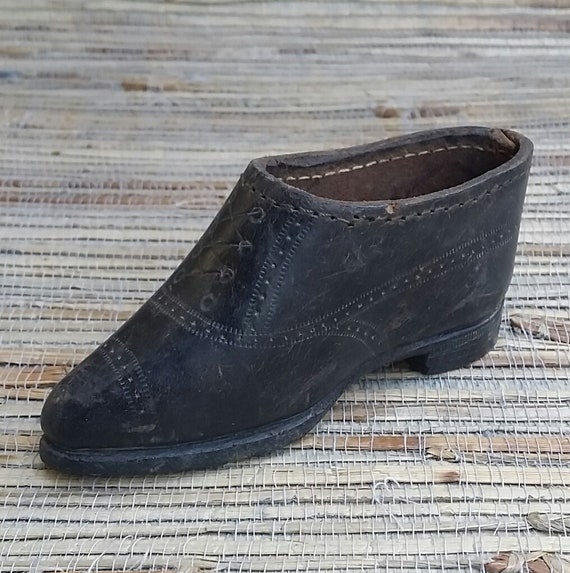 Antique Salesman's Sample Handmade Leather Shoe Doll's Shoe All Leather Shoe