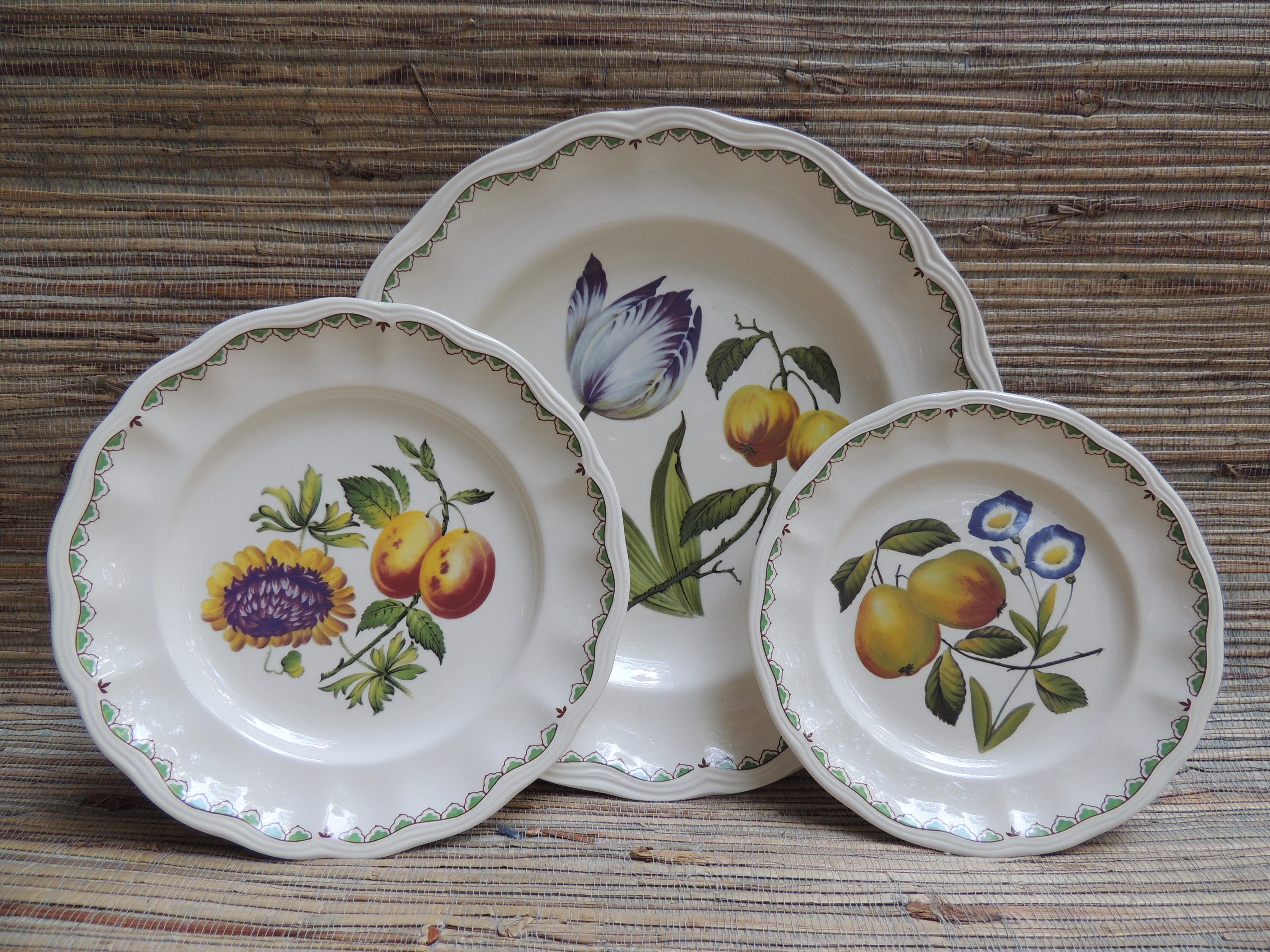 Pear & Floral Dessert Plate Victoria Pattern by Spode Pear/Convolvulus