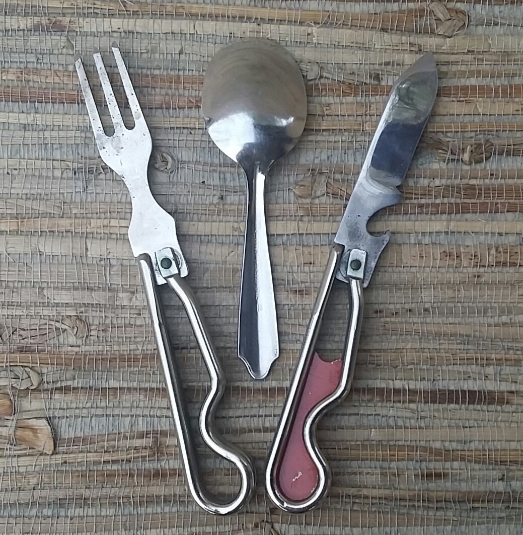 Vtg Boy Scouts BSA Utensils Silverware Knife Fork Spoon Nesting