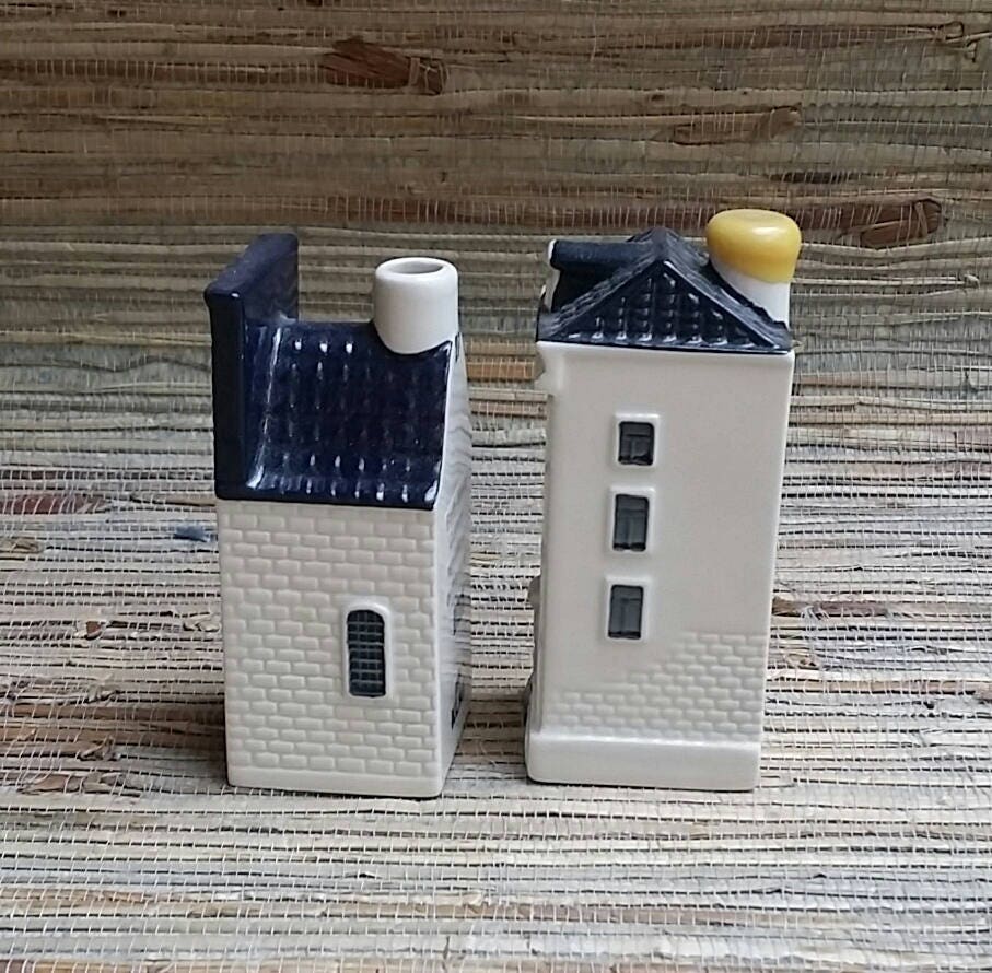 BOLS KLM 27 & 74 House Bottles Blue Delft Collectible Amsterdam