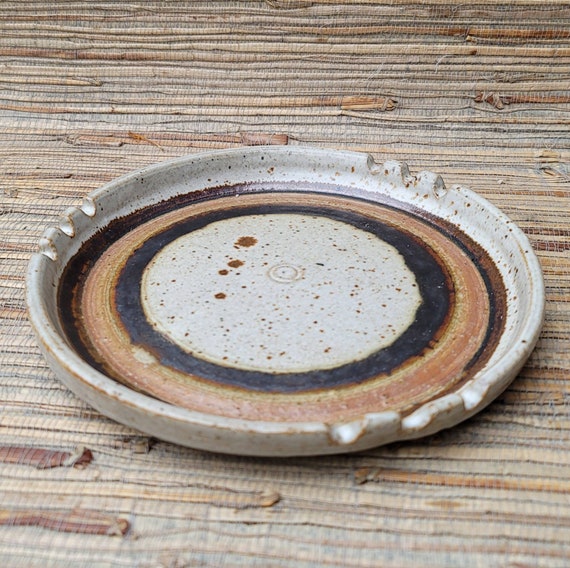 Mid Century Style Pottery Ashtray Earth Tone Ceramics Midmod 1970s Style