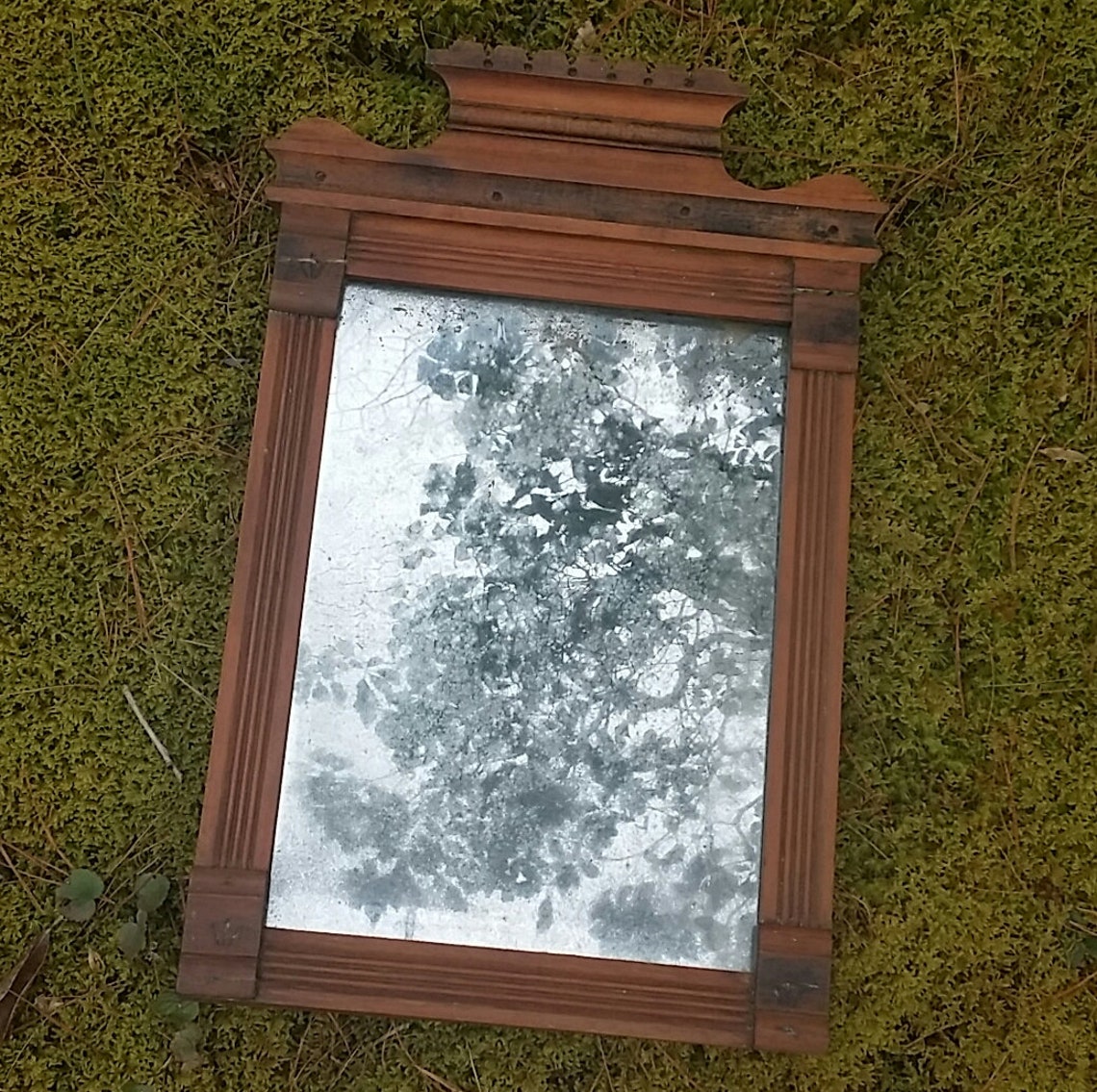 Antique Wooden Framed Wall Mirror With Carved Details and Etsy