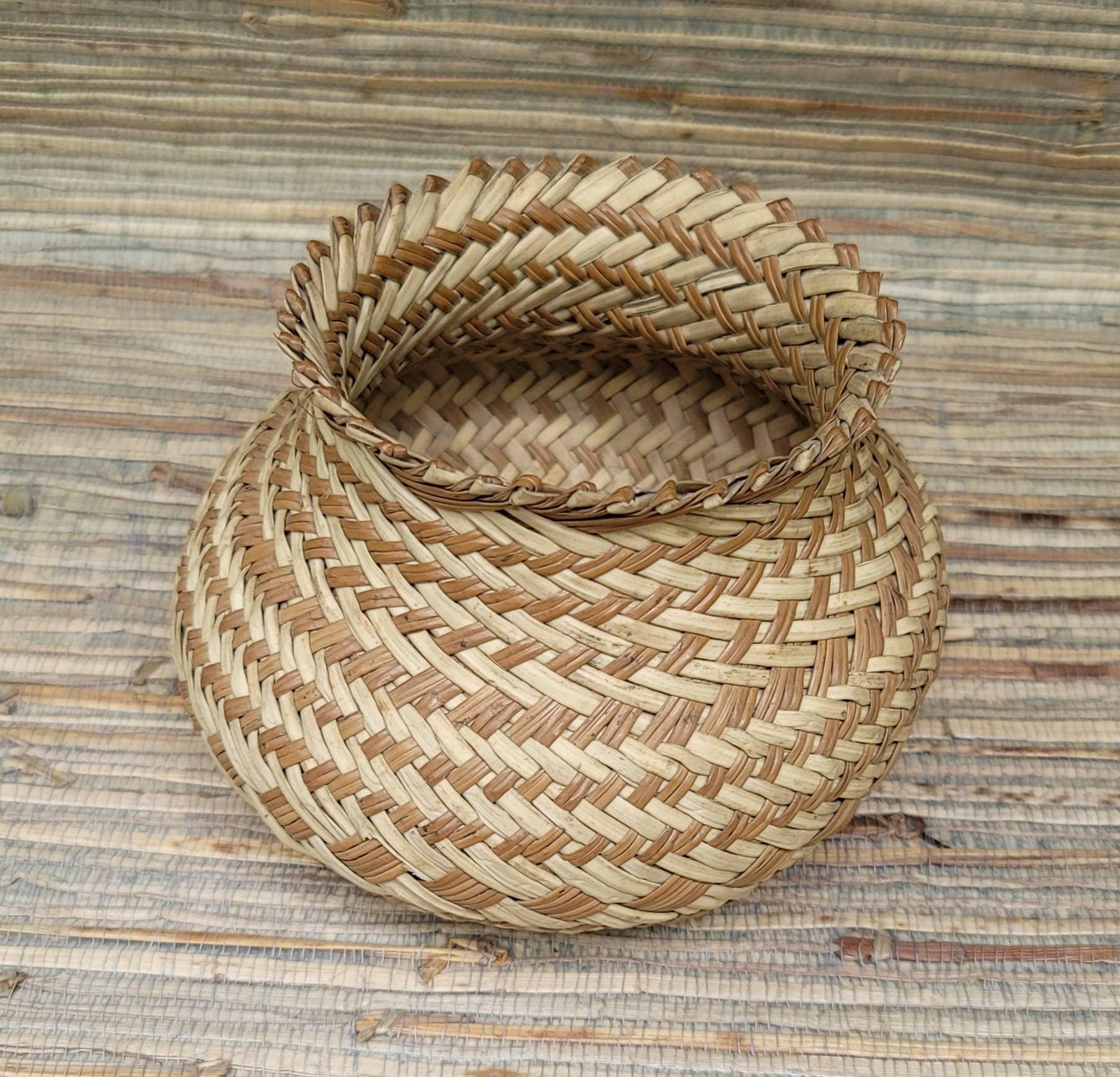 Tarahumara Native Mexican Basket Double Wall Twill Weave Pine Needle