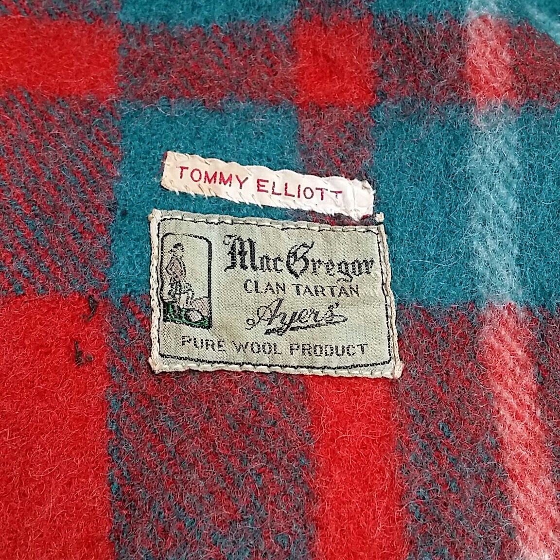 Vintage MacGregor Clan Tartan Blanket, Ayers Wool Red, Green, Cream ...