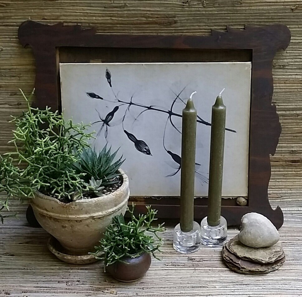 Pair of Mid Century Viking Glass Small Slanted Top Viking Candle