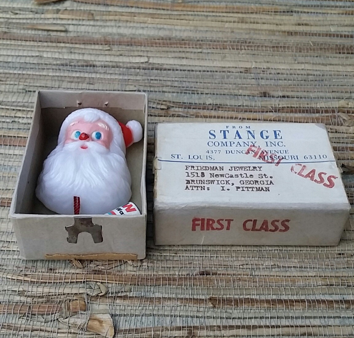 Light Up Santa Pin From The 1960s Vintage Plastic Pin Made in Hong Kong
