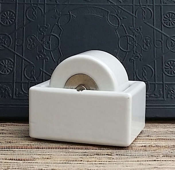 Vintage White Ceramic Stamp Roller/Moistener Sengbusch Ideal Milwaukee