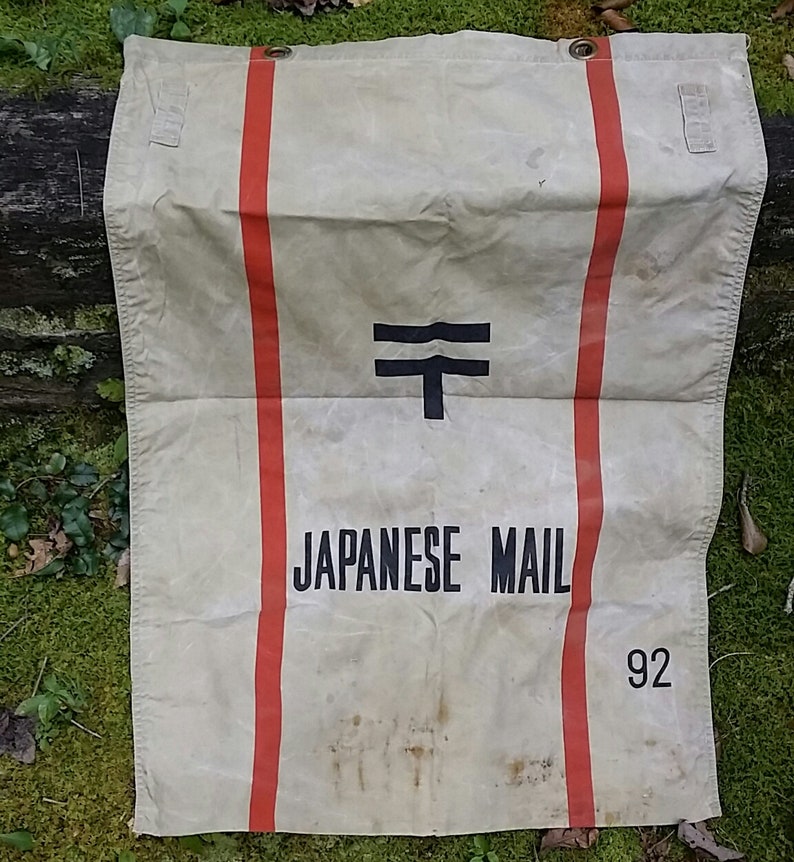 Vintage Japanese Mail Bag Postal Bag Beige With RedOrange Etsy