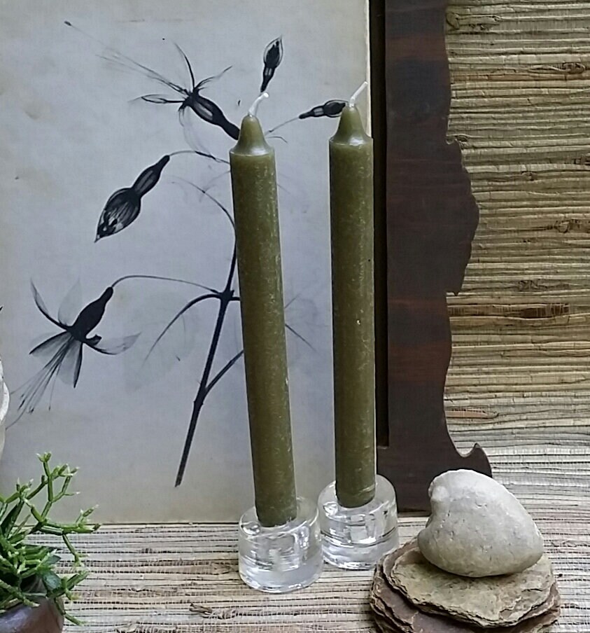 Pair of Mid Century Viking Glass Small Slanted Top Viking Candle