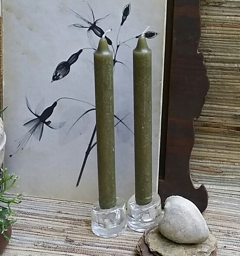 Pair of Mid Century Viking Glass Small Slanted Top Viking Candle