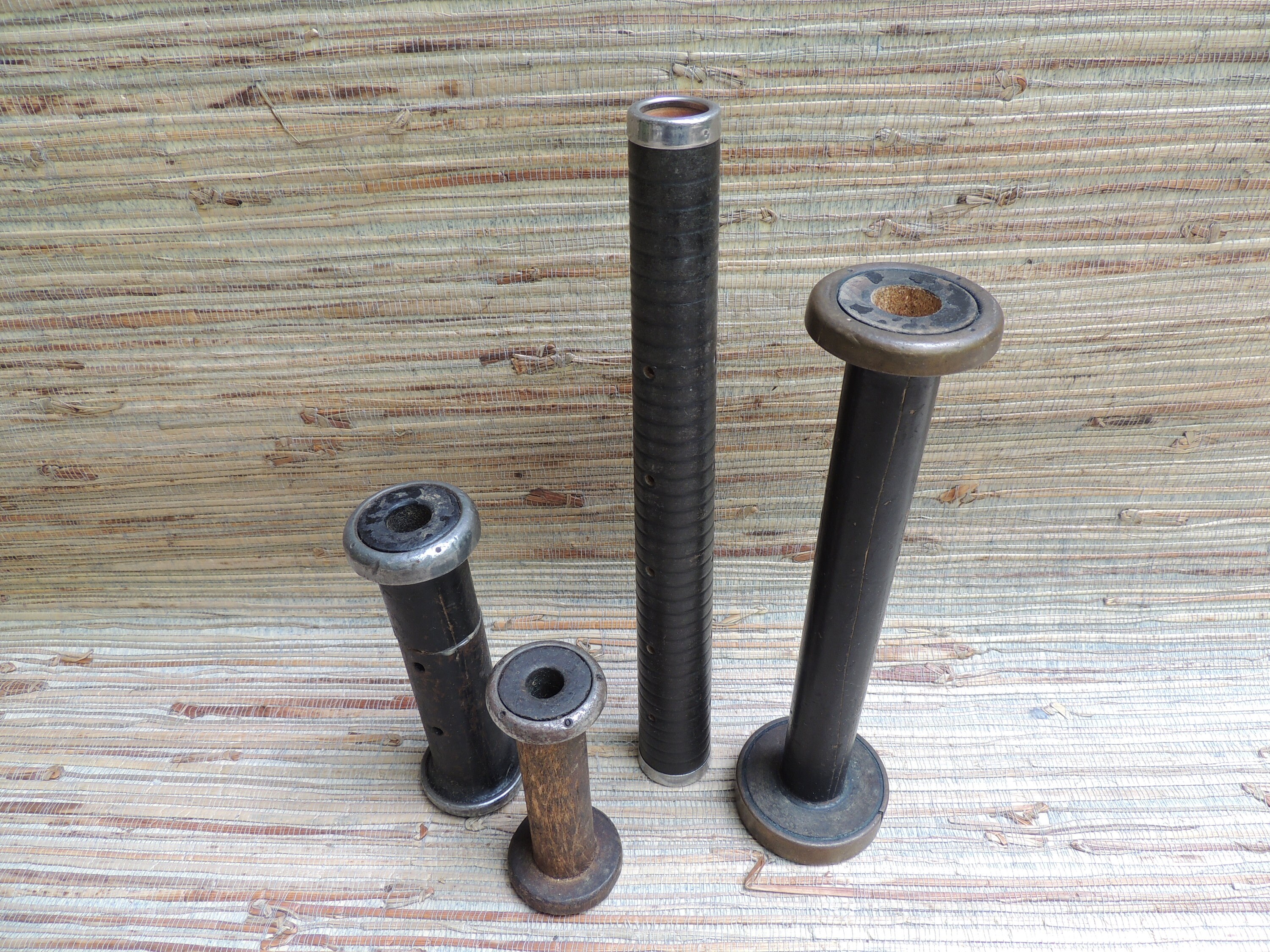 Vintage Southern Textile Mill Black Spools Spindles Bobbins