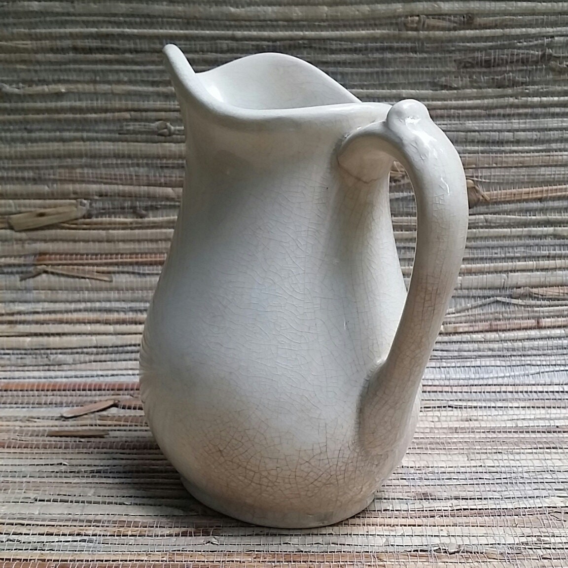 Vintage White Iron Stone Milk Pitcher Clark Brothers Pottery Company