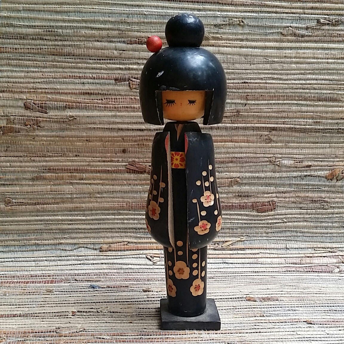 Vintage Japanese Tall Kokeshi Doll Wooden Asian Figure