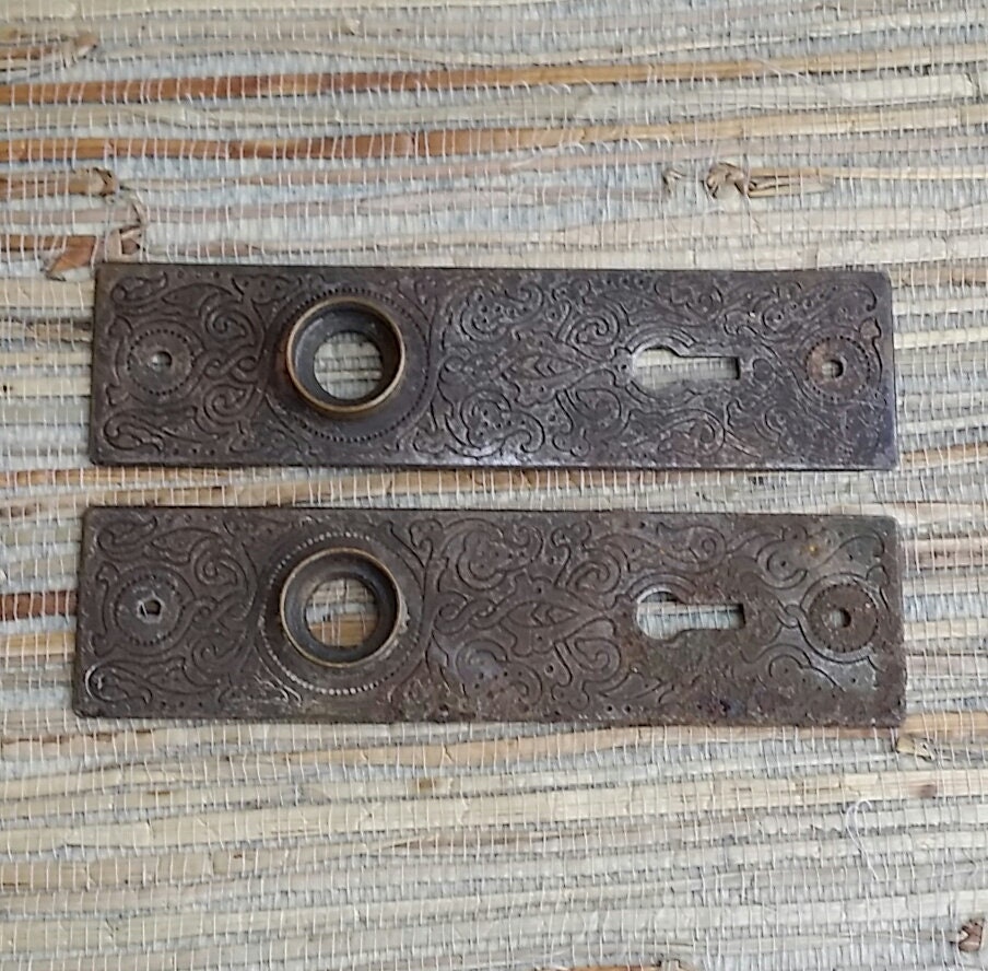 Vintage Cast Iron Door Knob Plates Vintage Hardware Antiques Metal