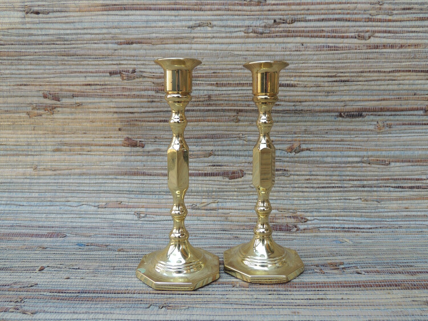 RESERVE FOR TAMMY Pair of Vintage 7 1/2 Baldwin Brass Candle Holders