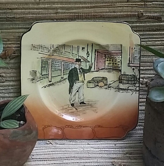 Royal Doulton Dickens-Ware Cap'n Cuttle Collectible Square Plate Made in England