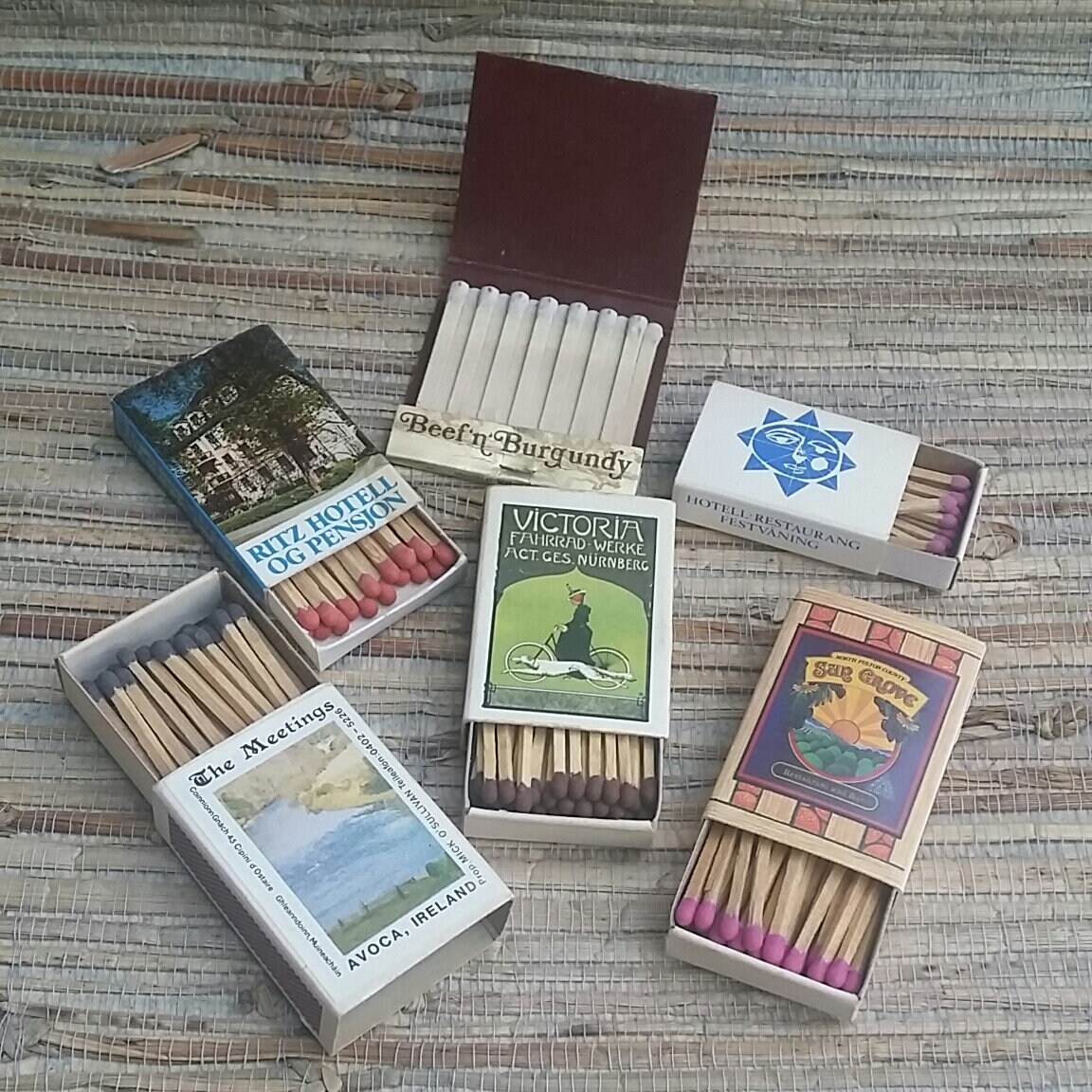 Vintage Match Boxes 1960s? Avoca Ireland, The Ritz in Oslo, Hotell