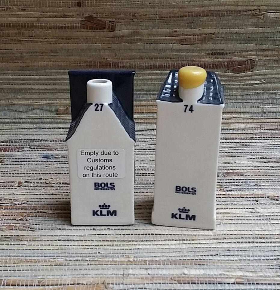 BOLS KLM 27 & 74 House Bottles Blue Delft Collectible Amsterdam