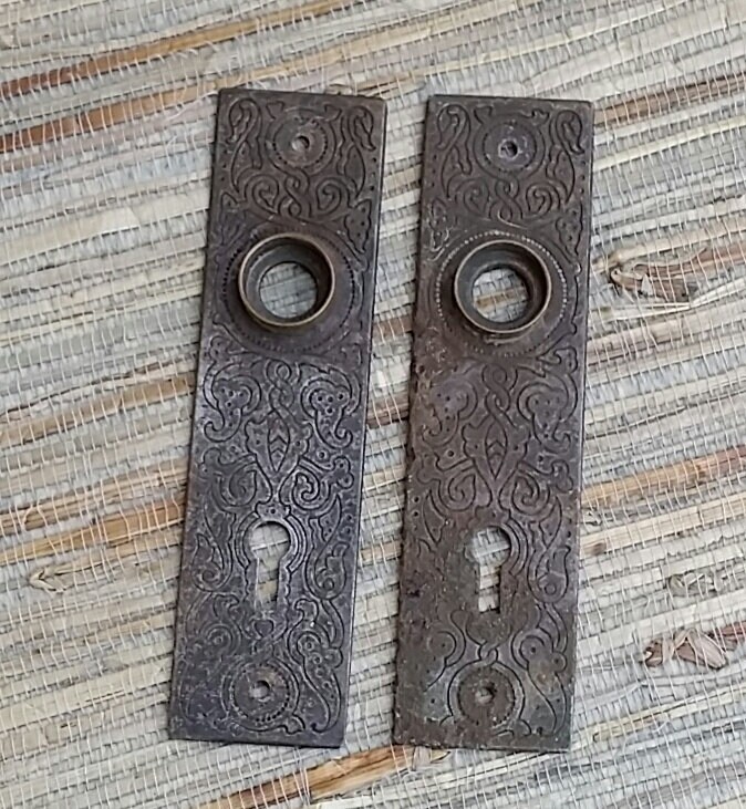 Vintage Cast Iron Door Knob Plates Vintage Hardware Antiques Metal