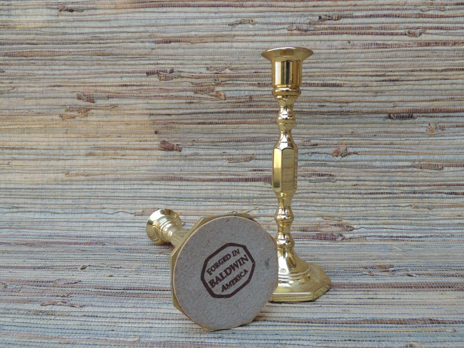 RESERVE FOR TAMMY Pair of Vintage 7 1/2 Baldwin Brass Candle Holders