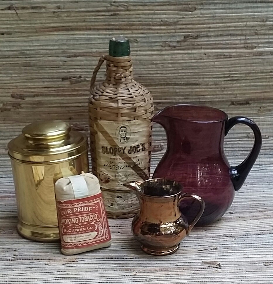 Brass Tobacco Canister Humidor Bag Full of Tobacco