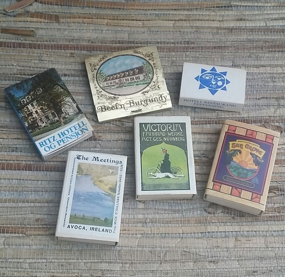 Vintage Match Boxes 1960s? Avoca Ireland, The Ritz in Oslo, Hotell