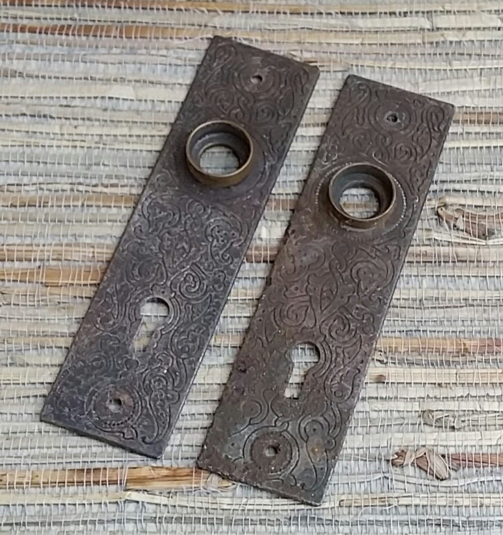 Vintage Cast Iron Door Knob Plates Vintage Hardware Antiques Metal