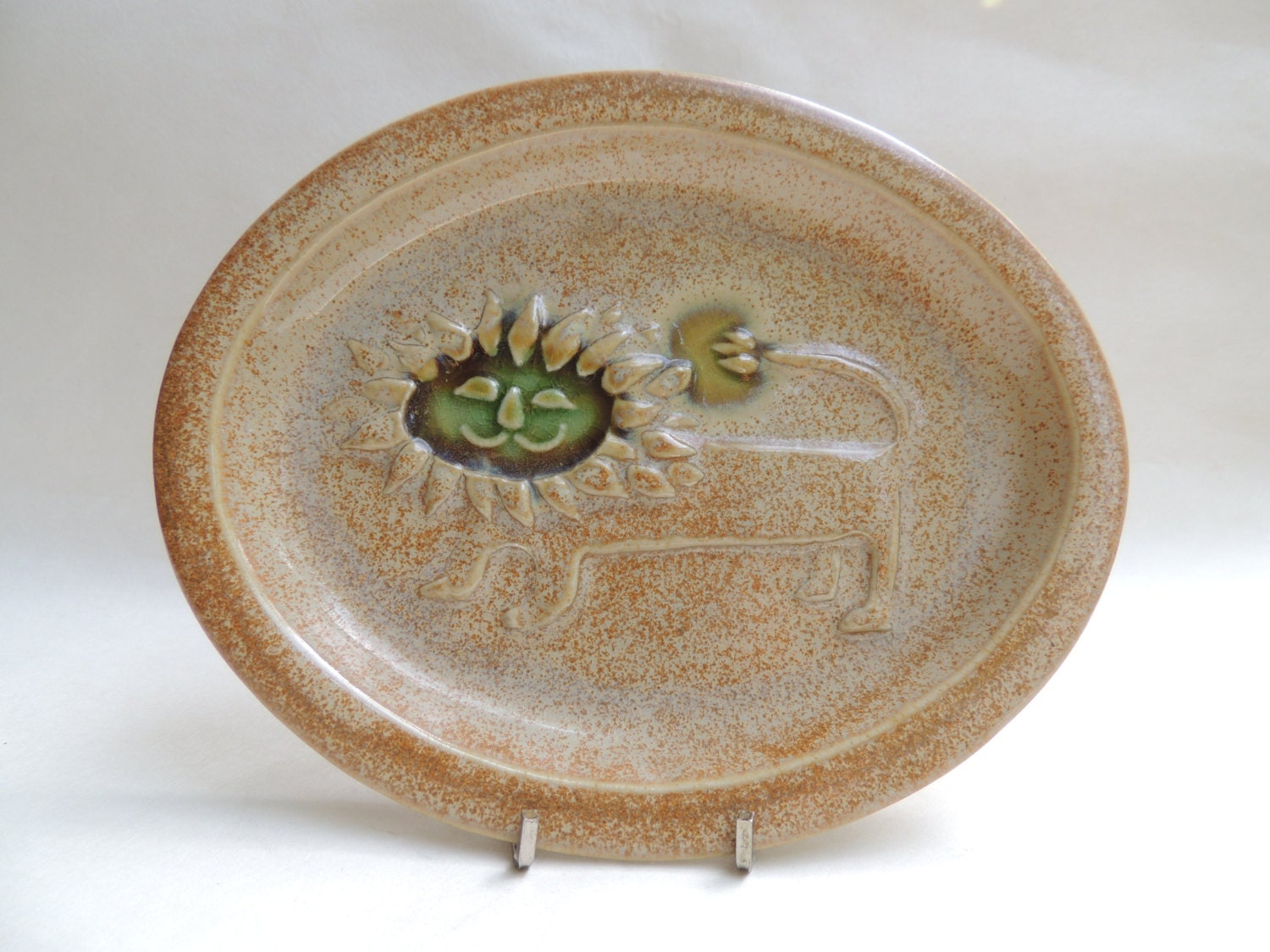 Lion Plate by David Gil for Bennington Pottery, Vermont, Mid Century