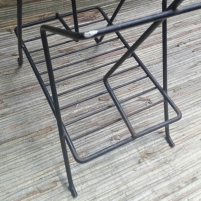 Black Metal Mid Century Magazine Rack Vintage Industrial Style Etsy