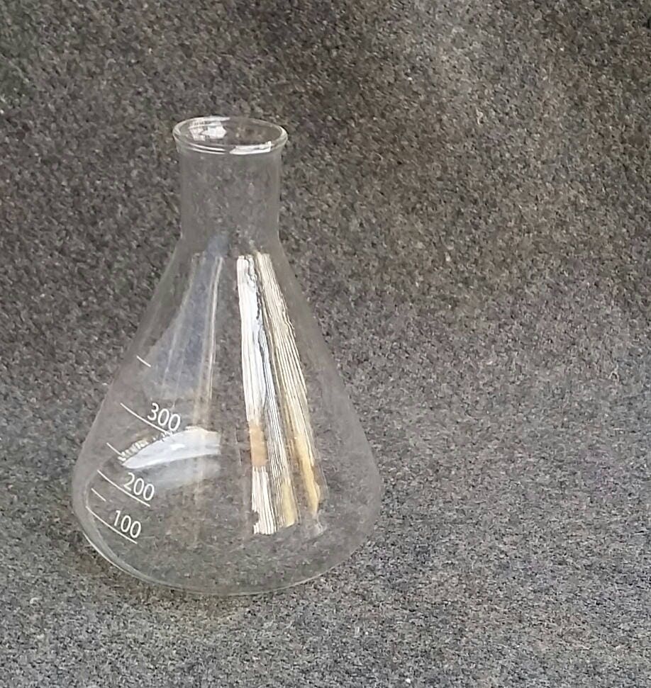 Vintage Conical Erlenmeyer Flask 300 ml Science Glass Lab Glass