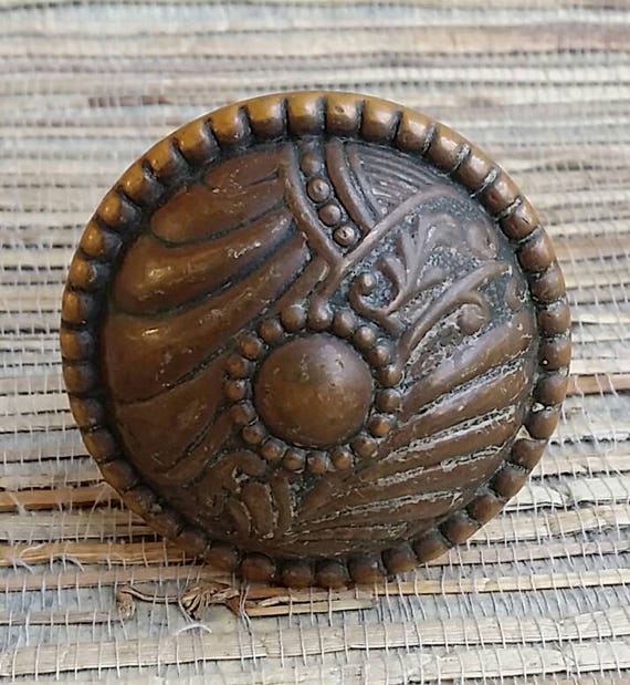 Knob Black Eastlake Wood Knob with Stamped Antiqued