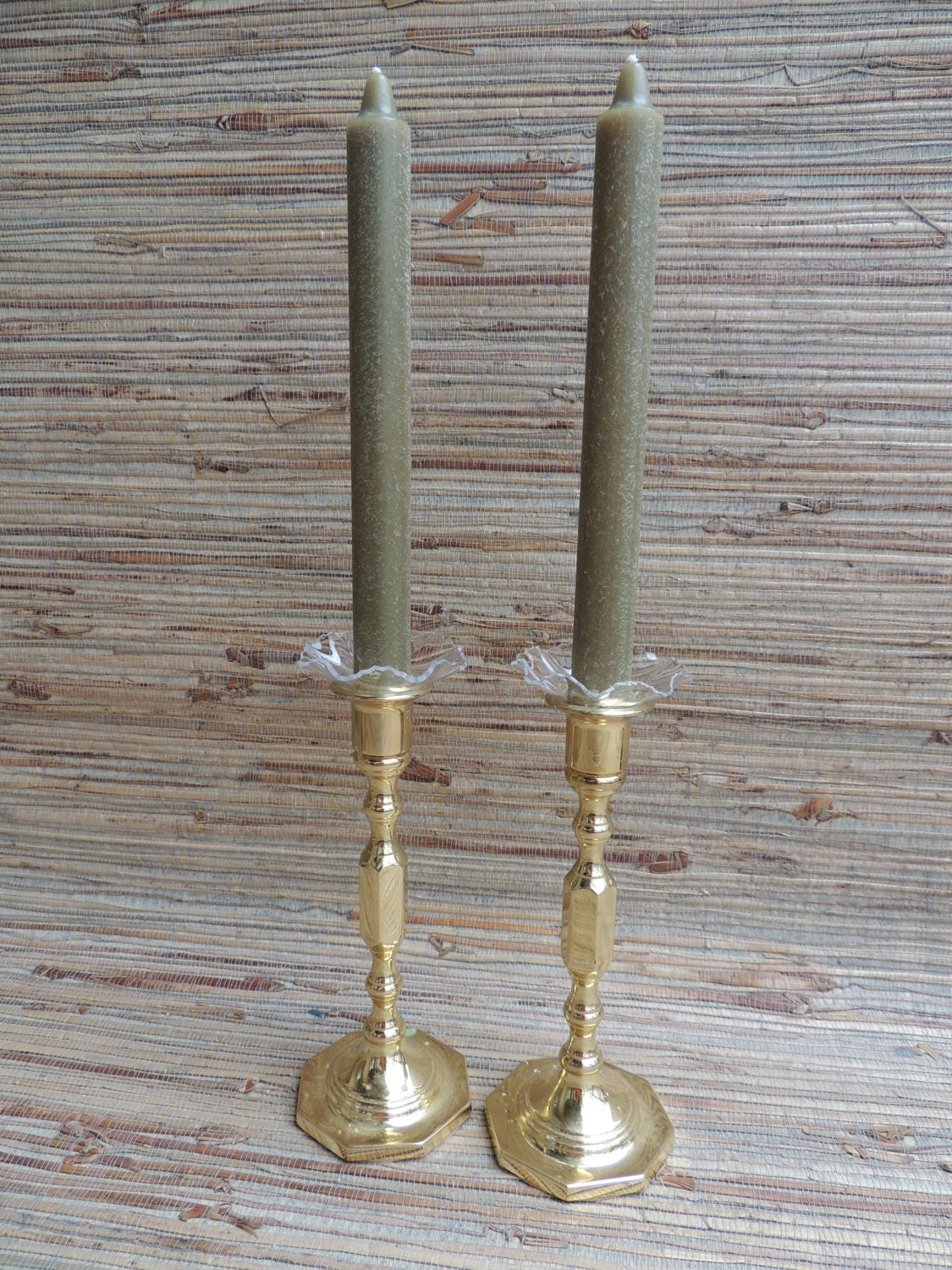 RESERVE FOR TAMMY Pair of Vintage 7 1/2 Baldwin Brass Candle Holders